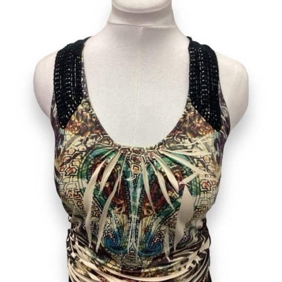 One World Women’s Crochet Lace Racerback Tank Top, Multi, size M - Picture 2 of 8